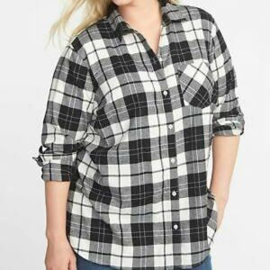 Old Navy Plaid Top - 3X, black & white